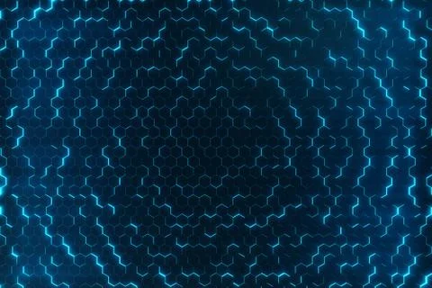 Blue abstract hexagonal glowing background, futuristic concept. 3d rendering 스톡 일러스트