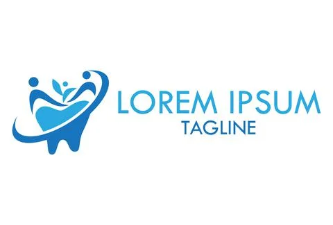 Blue Abstract Human Teamwork Tooth Dental Logo Concept Design	 Stock Illustration