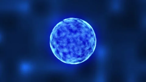 Blue Abstract Looping Sphere Form with Glowing Energy Stock Footage 345625356