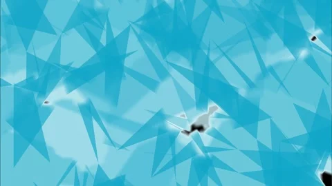 Blue Abstract Low Poly Polygon Mesh Animation with Floating Geometric Shapes in Stock Footage 339200421