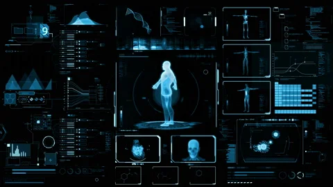 Blue abstract medical user interface Stock Footage 154347900
