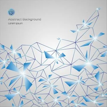 Blue abstract mesh background of business polygon with circles  lines and sha Illustrazione stock