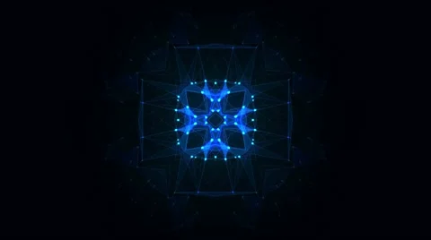 Blue abstract molecular pattern. 4K Looped kaleida animation. Presentation Stockbeeldmateriaal 60833270