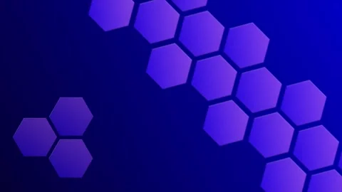 Blue Abstract moving hexagon geometrical shapes minimal background Video stock 272644037