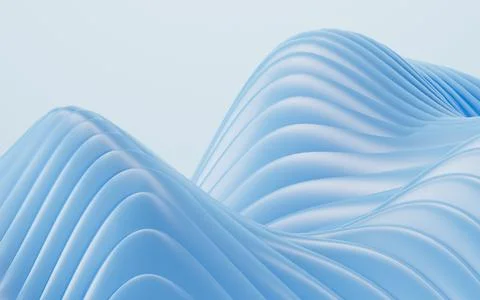 Blue abstract multi-layered curved background, 3d rendering. イラスト素材