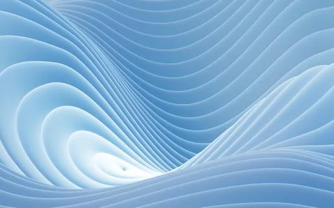 Blue abstract multi-layered curved background, 3d rendering. イラスト素材