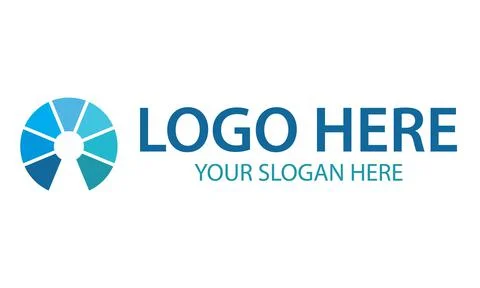 Blue Abstract Negative Space Key Hole Logo Design	 Stock Illustration