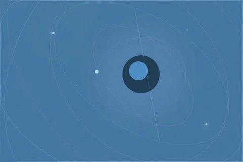Blue abstract network background with a central dark circle icon, soft geom.. Stock Illustration