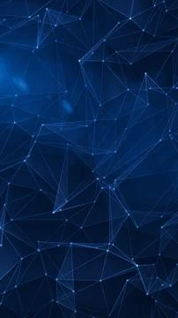 Blue abstract network of connected nodes and lines, representing data commu.. Illustrazione stock
