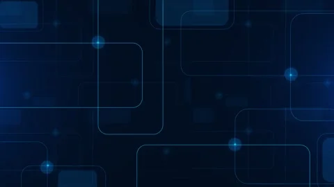 Blue abstract network lines background rounded geometric paths, glowing nodes, l Stock Footage 340409441