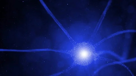 Blue abstract neuron cell on blue dark bokeh background 動画素材 122123825