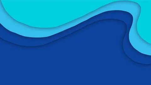 Blue abstract paper cut background with wavy layers and modern minimalist d.. Stock Illustration