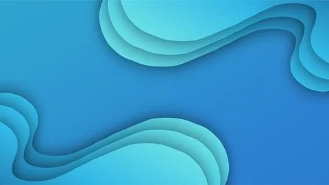 Blue abstract paper cut background with wavy layered shapes and 3D depth ef.. イラスト素材