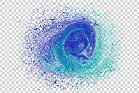 Blue Abstract Particle Swirl Vortex Isolated on Transparent Background PNG イラスト素材