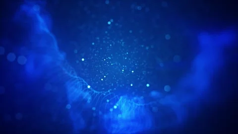 Blue Abstract Particle Wave Motion Background with Glowing Dots Video stock 323310901