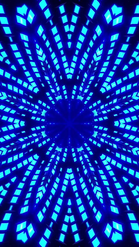 Blue abstract pattern with circular design. Kaleidoscope VJ loop Vertical. 3D Stock Footage 314716353