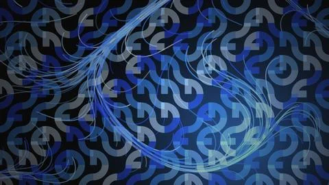 Blue abstract pattern with flowing curved lines and shapes Stock Illustration