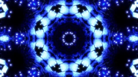 Blue abstract pattern with lights. Kaleidoscope VJ loop Stock Footage 261670792
