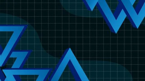 Blue Abstract Patterns with Geometric Shapes on a Grid Background Stock Illustration