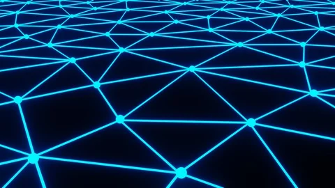 Blue Abstract Polygon or Triangle Shape Rotate Motion Background on Side View Stock Footage 129065854