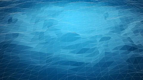 Blue abstract polygonal background with wireframe lines Stock Illustration