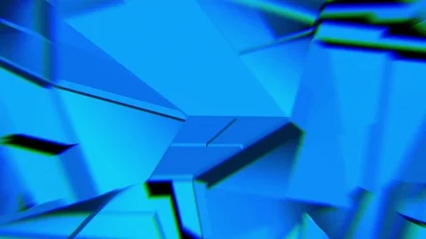 Blue abstract polygonal broken shapes fluctuate seamless loop. 3D animation. Stock Footage 85140798