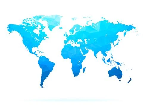 Blue abstract polygonal world map isolated on white background vector Stock Illustration