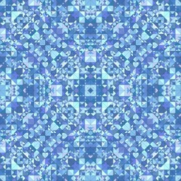 Blue abstract repeating triangle mosaic kaleidoscope pattern wallpaper イラスト素材