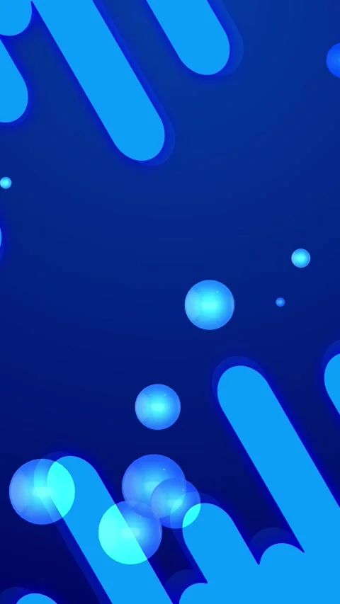 Blue abstract rounded shapes with smooth gradient, floating spheres, glossy bars Stock Footage 340528164