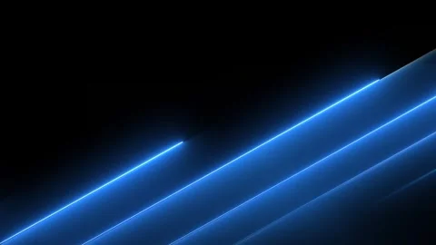 Blue abstract shape lines moving across screen frame. Neon glowing beams str Stock Footage 246680541