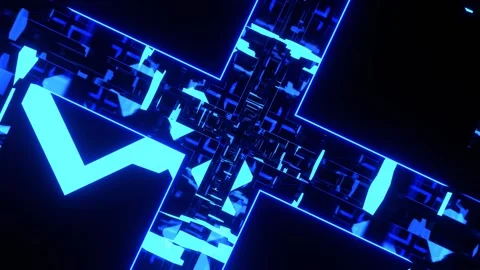Blue Abstract Shape Neon Tunnel Background VJ Loop in 4K Video stock 334719224