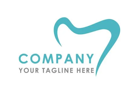 Blue Abstract Simple Tooth Blue Dental Logo Design Concept	 Stock Illustration