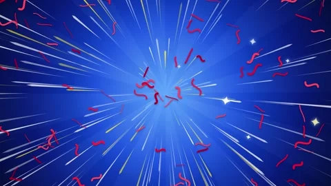 Blue Abstract Speed Lines with Red Confetti and Stars Видео 347818554