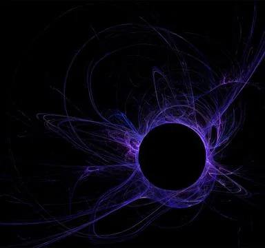 Blue abstract spherical linear pattern on black background, wallpaper, design Stock Illustration