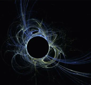 Blue abstract spherical linear pattern on black background, wallpaper, design Stock Illustration