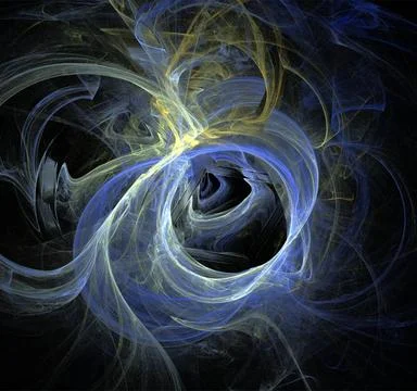 Blue abstract spherical linear pattern on black background, wallpaper Stock Illustration