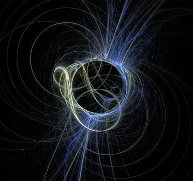 Blue abstract spherical linear pattern on black background, wallpaper, design Stock Illustration