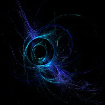 Blue abstract spherical linear pattern on black background, wallpaper, design Stock Illustration