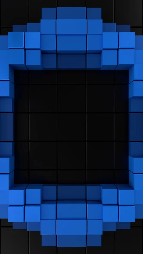 Blue Abstract Split Vertical Ring Futuristic Seamless 3D Loop Animation. 3D 스톡 동영상 336310981