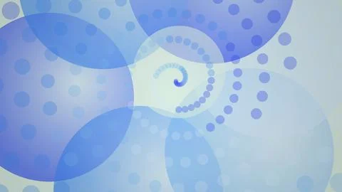 Blue abstract swirl pattern with circles and dots Stock Illustration
