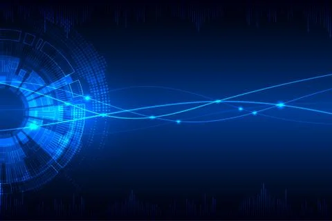 Blue abstract technological background with various technological elements. 스톡 일러스트