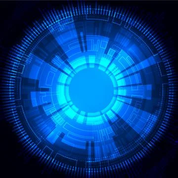 Blue abstract technological background with various technological elements. Stock Illustration