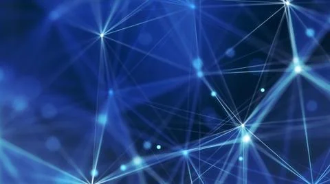 Blue abstract technology and engineering background with plexus elements and Stock Illustration