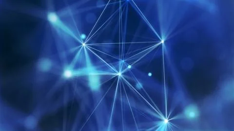 Blue abstract technology and engineering background with plexus elements and 스톡 일러스트