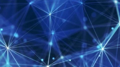 Blue abstract technology and engineering background with plexus elements and Stock Illustration