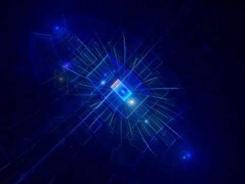Blue abstract technology background with glowing rectangles 库存插图
