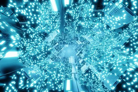 Blue abstract technology big data digital background. 3d rendering. Abstract イラスト素材
