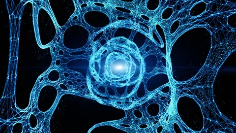 Blue abstract technology digital tunnel and Digital particle flow background Stock Footage 122983111