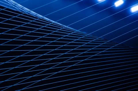 Blue abstract technology, science or business background with threads and lin Illustrazione stock