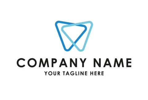 Blue Abstract Triangle Line Art Tooth Dental Clinic Logo Design	 Stock Illustration